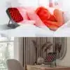 A woman is utilizing an advanced red light panel to rejuvenate while laying in bed.